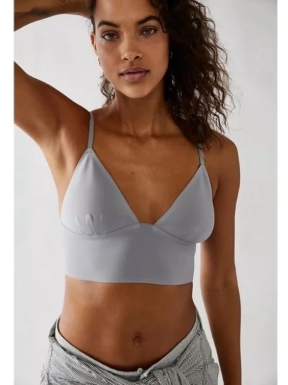 Free People Intimately Neo Longline Bralette Scuba Blue Sage Minimalist Vibe M